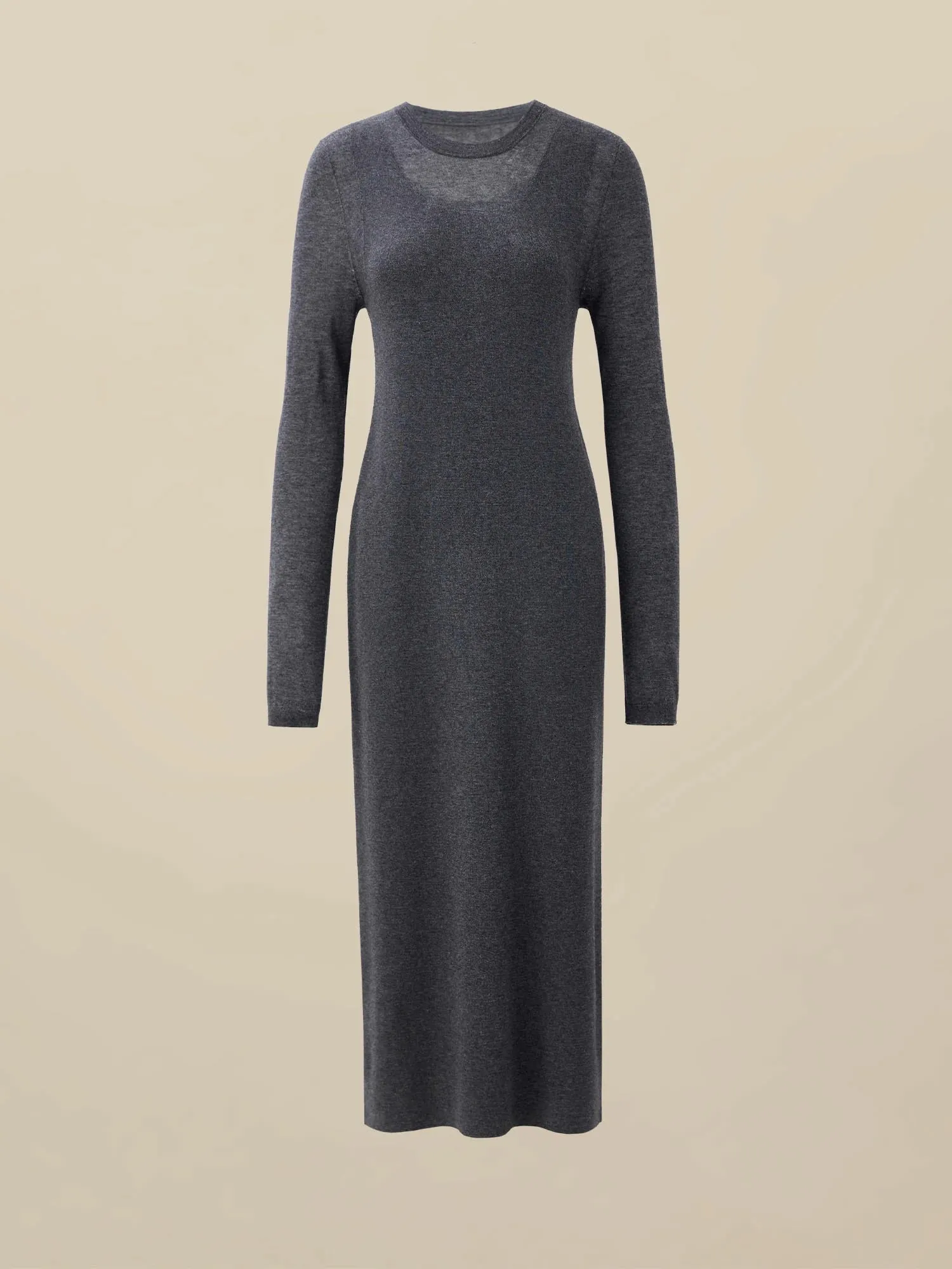 Amoretu Wool Long Sleeve Sweater Long Dress