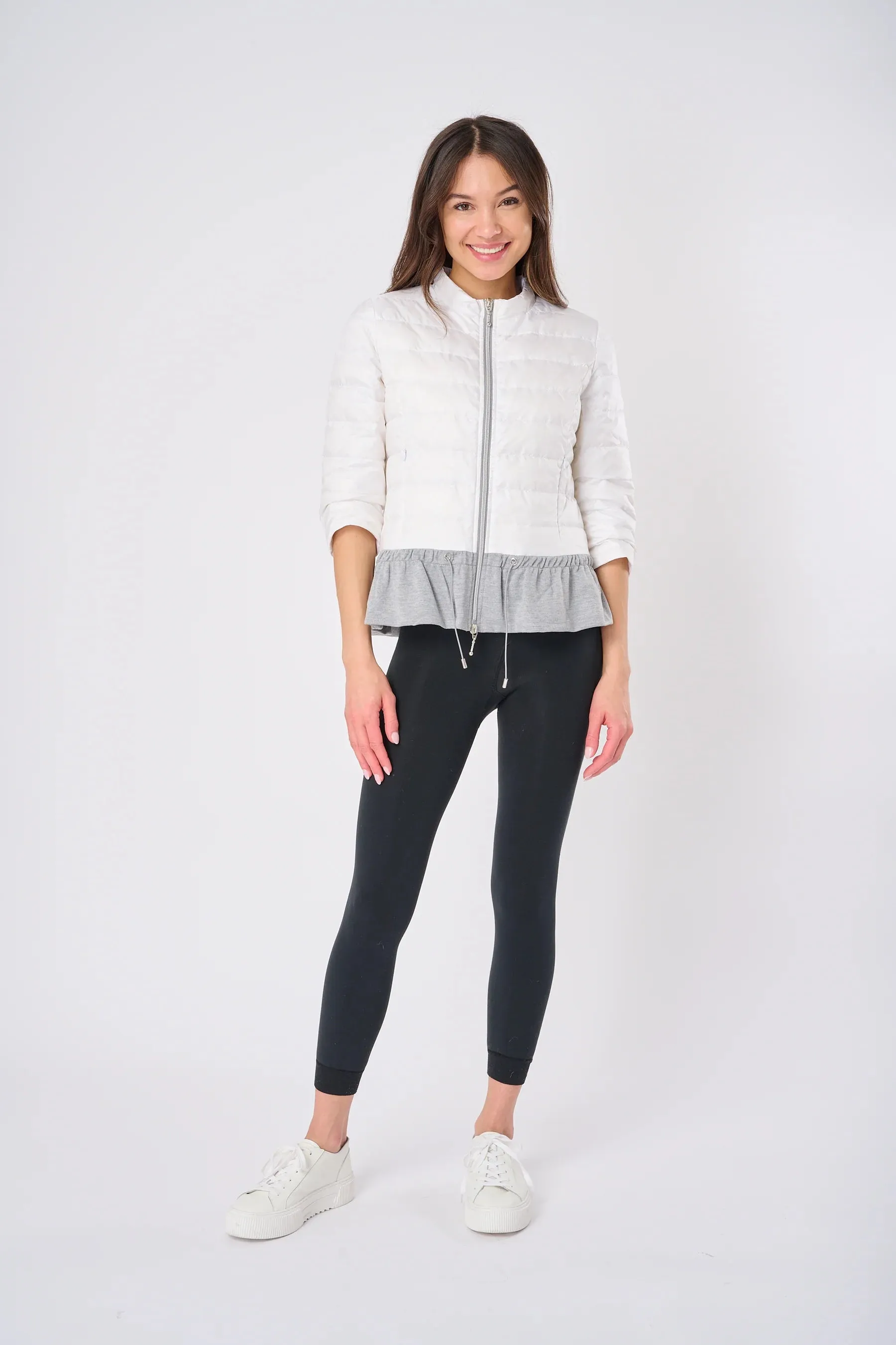 Anorak Quilted Knit Peplum Puffer Jacket