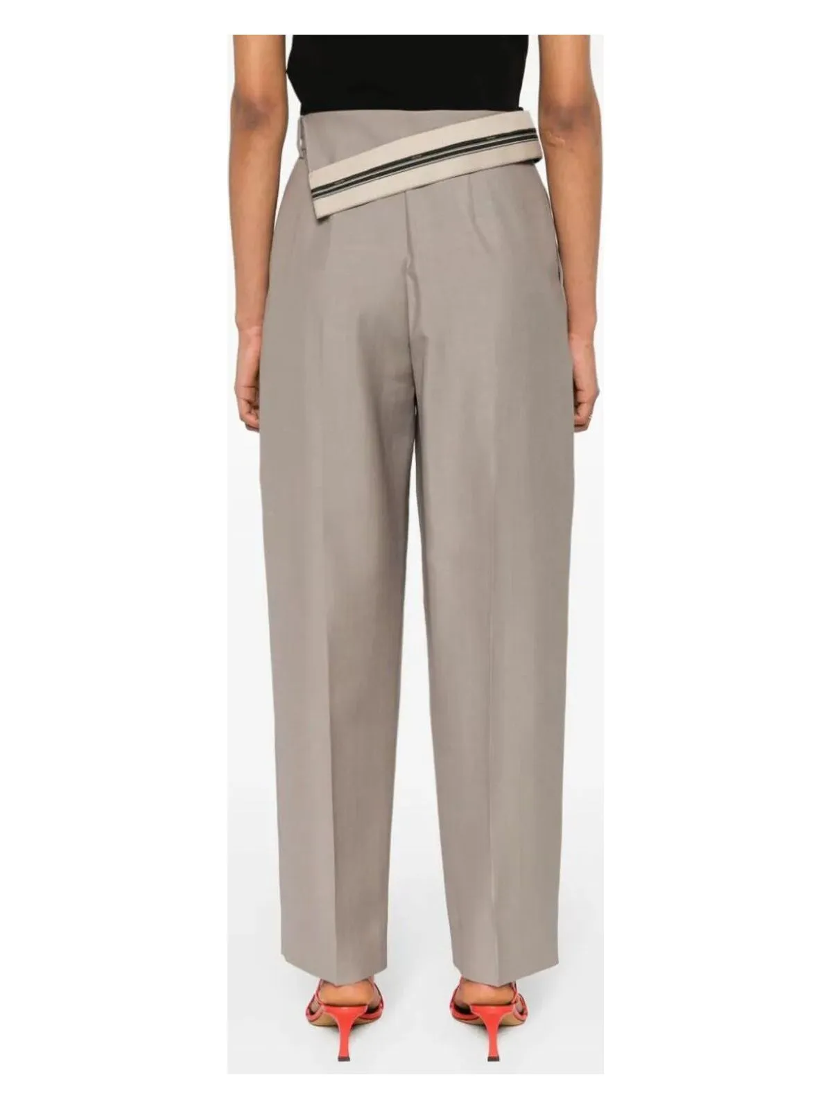 ASYMMETRIC WAIST WIDE LEG TROUSERS