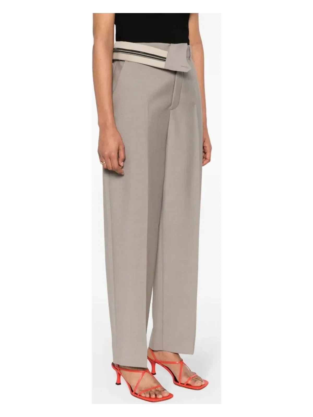 ASYMMETRIC WAIST WIDE LEG TROUSERS