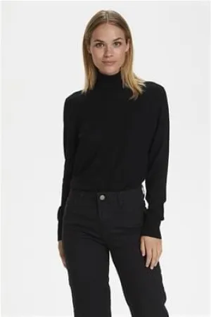 BLACK LONG SLEEVE TURTLE NECK SWEATER