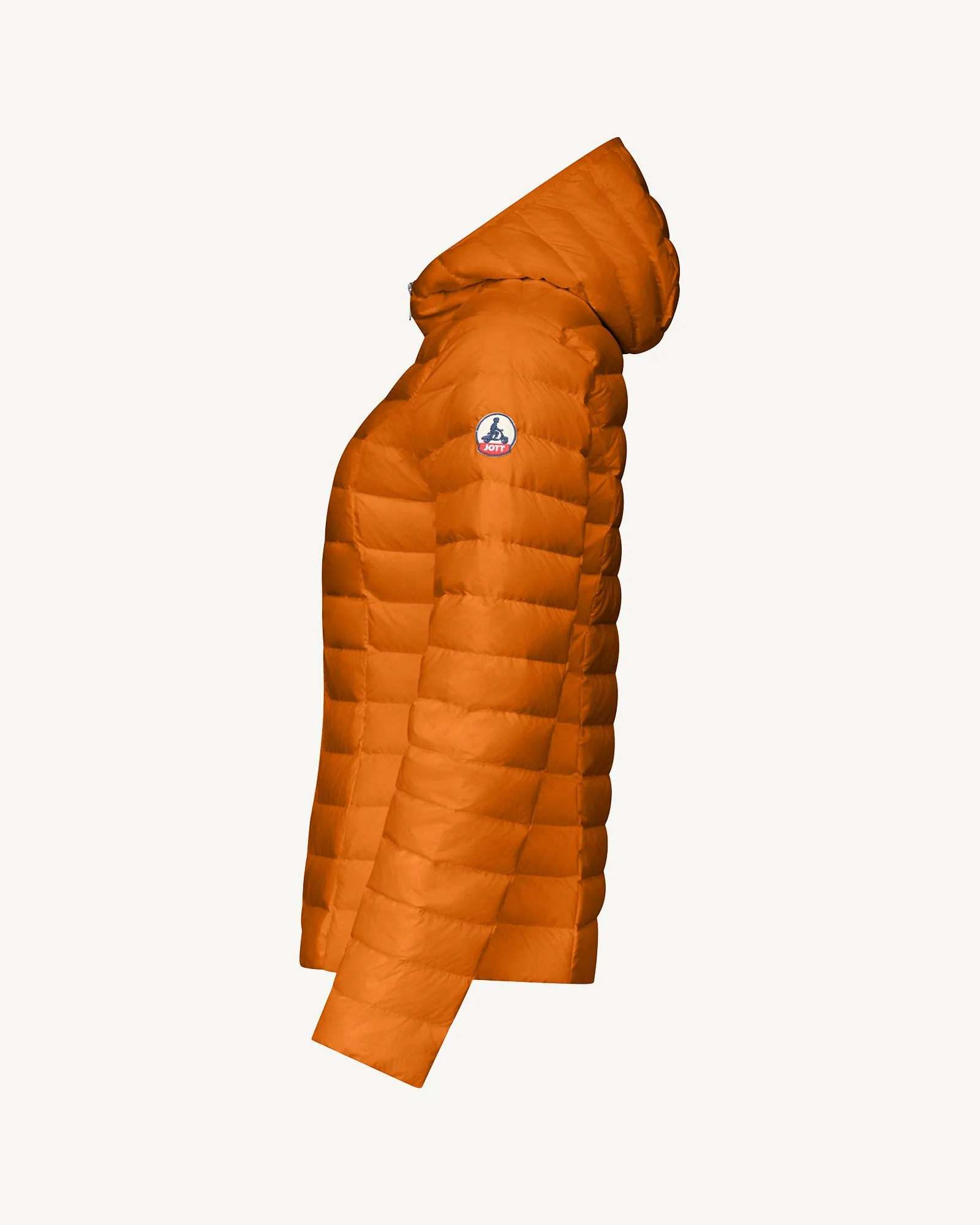 Burnt orange Cloe lightweight hooded puffer jacket