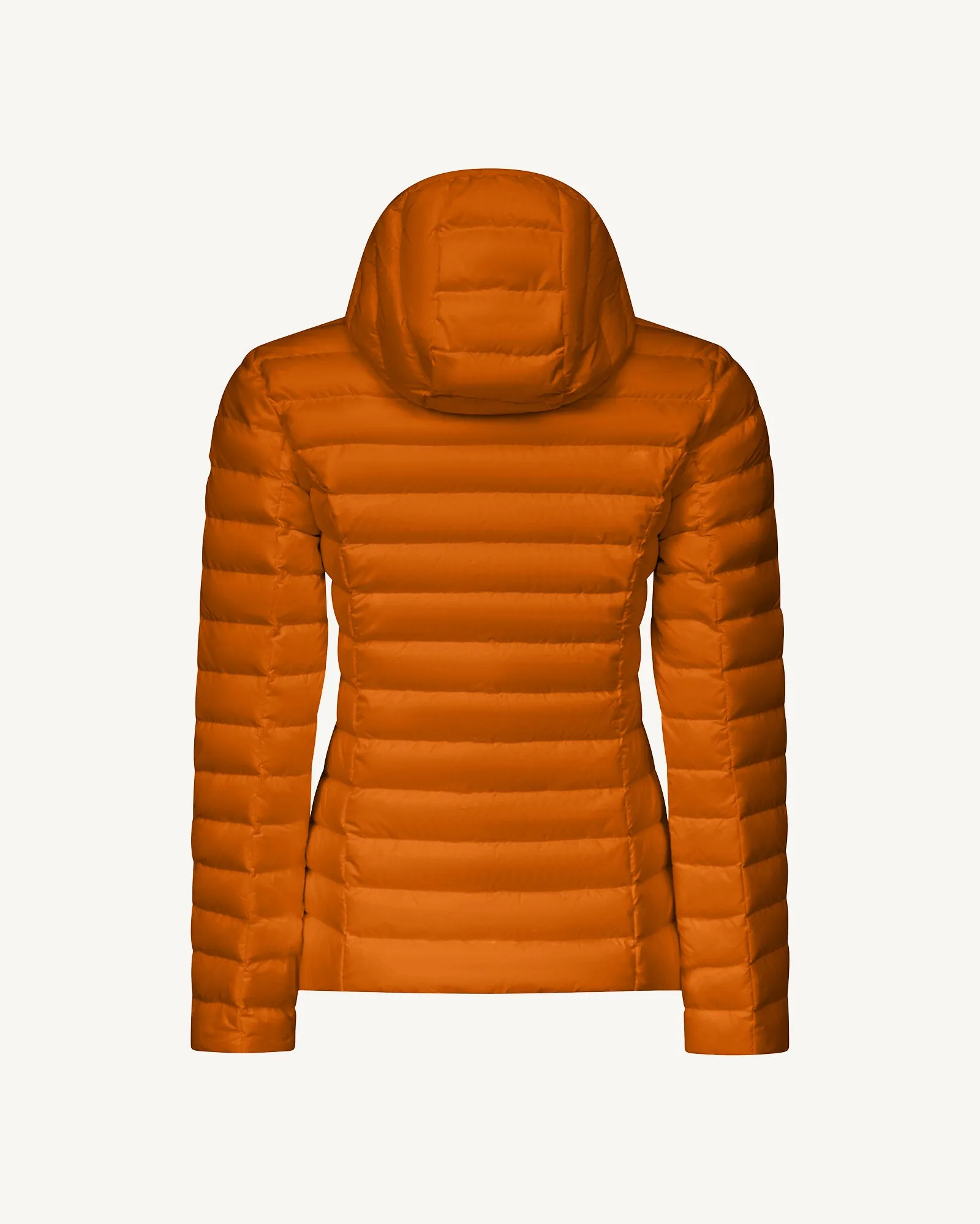 Burnt orange Cloe lightweight hooded puffer jacket