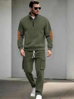 Casual Utility Corduroy Tracksuit Set