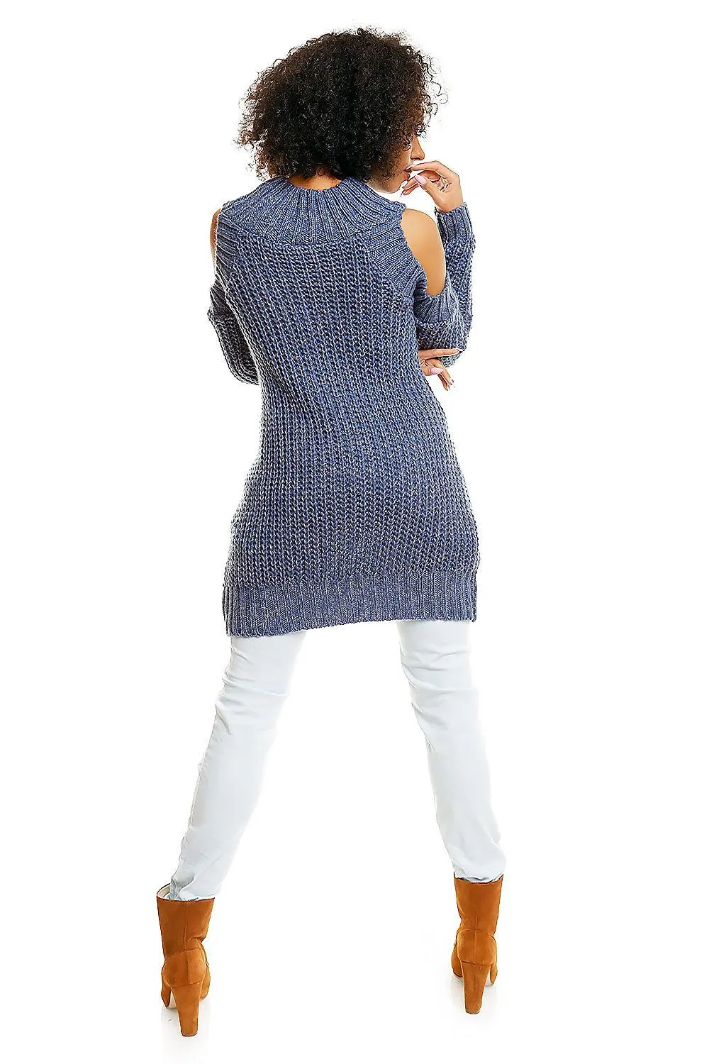 Chic Peek-a-Boo Shoulder Maternity Sweater for Modern Moms