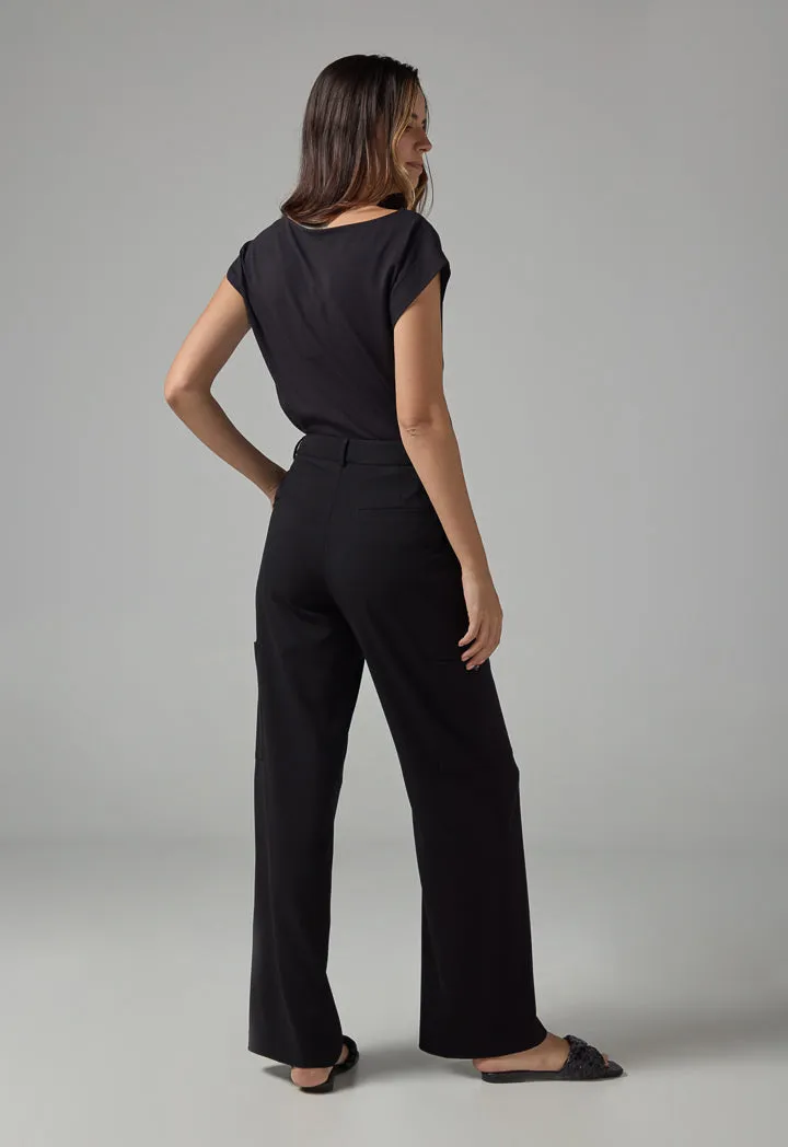 Choice Single Tone Wide Leg Trousers Black