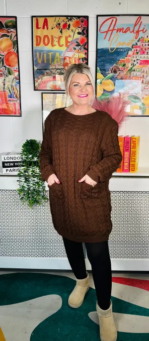 Edinburgh Knitted Dress - Chocolate