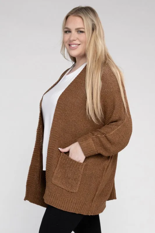 Eesome Ribbed Knit Open Front Cardigan