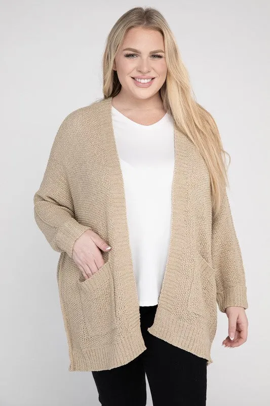 Eesome Ribbed Knit Open Front Cardigan