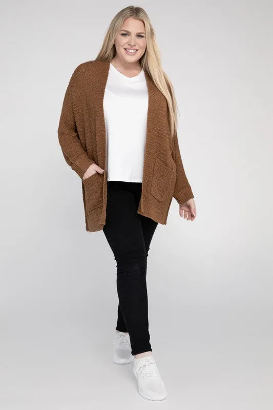 Eesome Ribbed Knit Open Front Cardigan