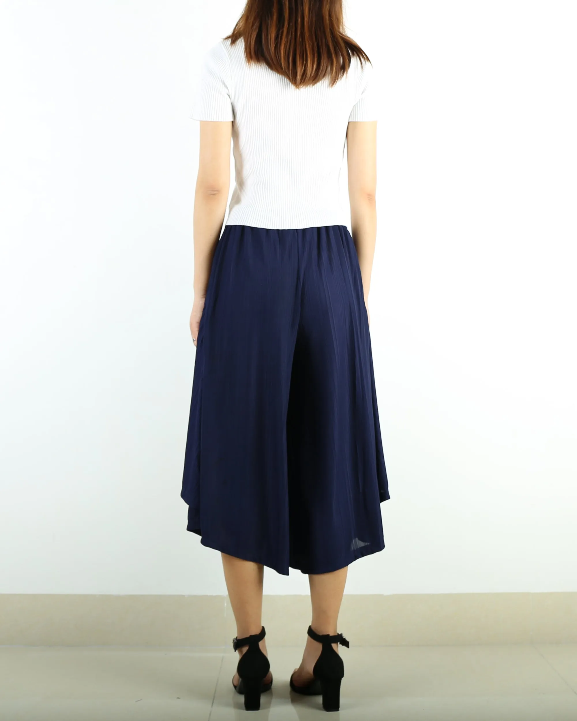 Elastic waist pants/Yoga skirt pants/black skirt pants/oversized pants/asymmetrical trousers (K1661)