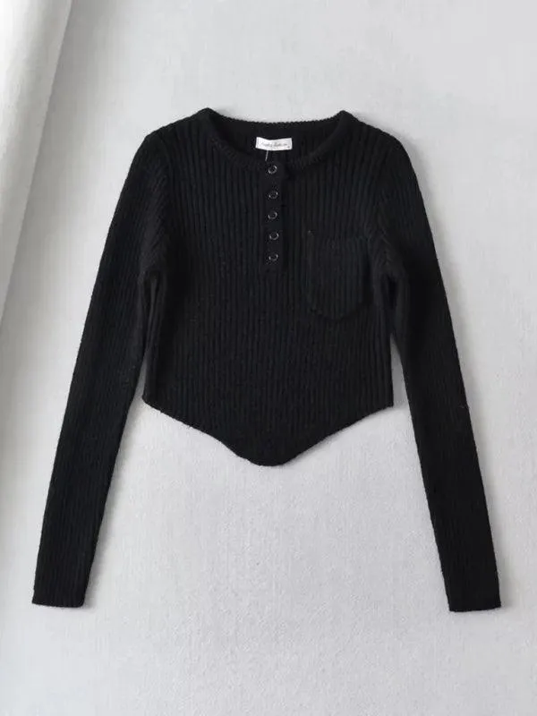 Elegant Curved Hem Knit Sweater for Women - Essential Winter Fashion Piece