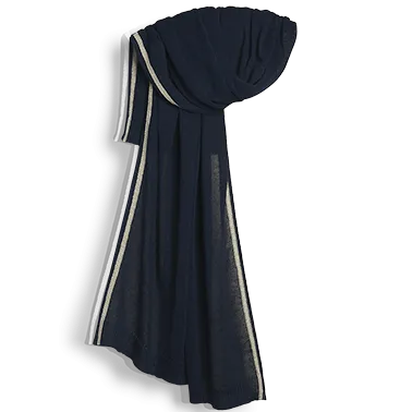 Fine Knit Linen Scarf - Navy