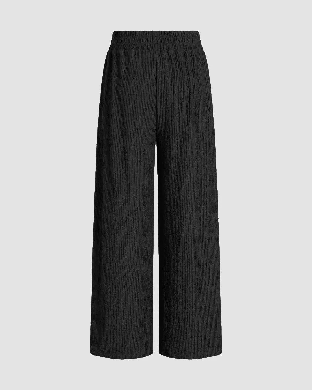 Front Button Tube Top & Wide Leg Pant In Black