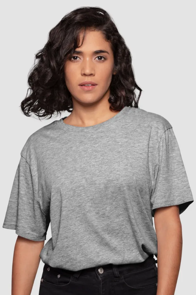 Grey Melange Oversized T-shirt for women