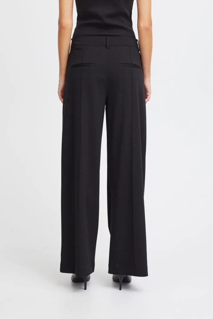 Ichi Kate Sus Wide Leg Trousers-Black-20116768