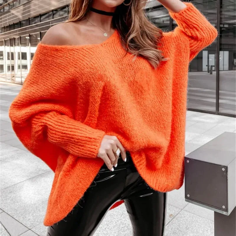 Jackie - Women's Oversized V-Neck Sweater