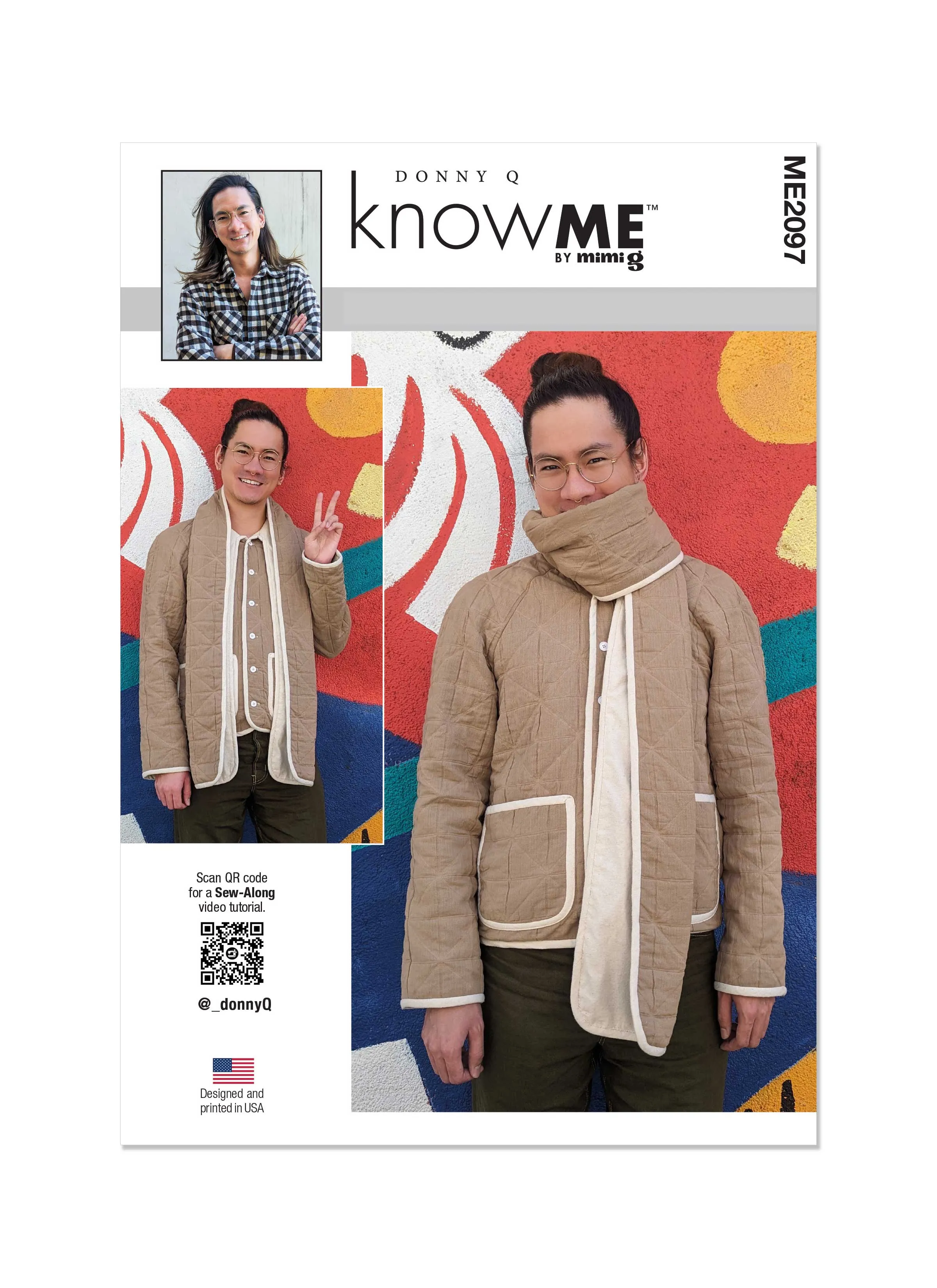 Know Me sewing pattern KM2097 Men's Jacket with Scarf by Donny Q