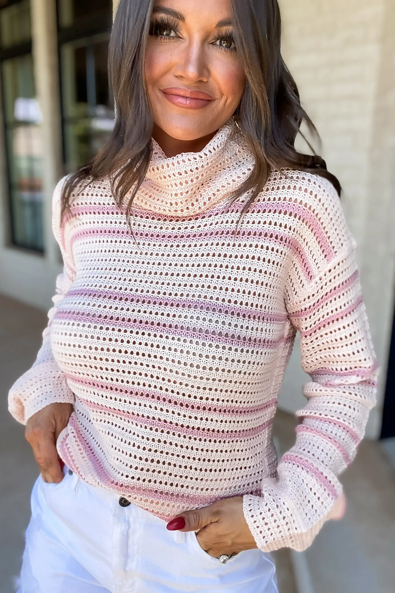 Let's Get Going Pink Knitted Sweater