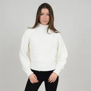 Long Raglan Sleeve Mock Neck Pullover | Winter White