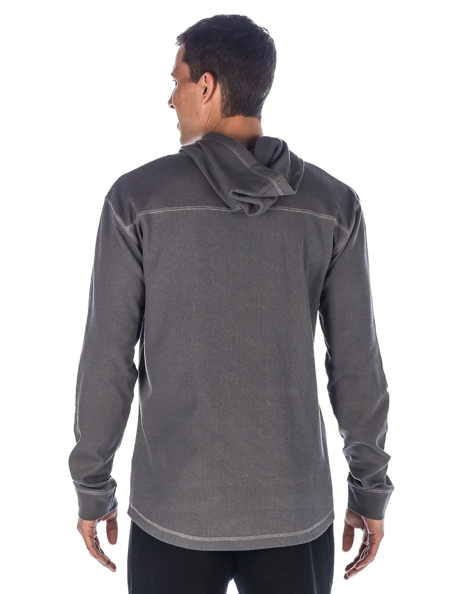 Men's Solid Thermal Lounge Hoodie - with Contrast Stitching