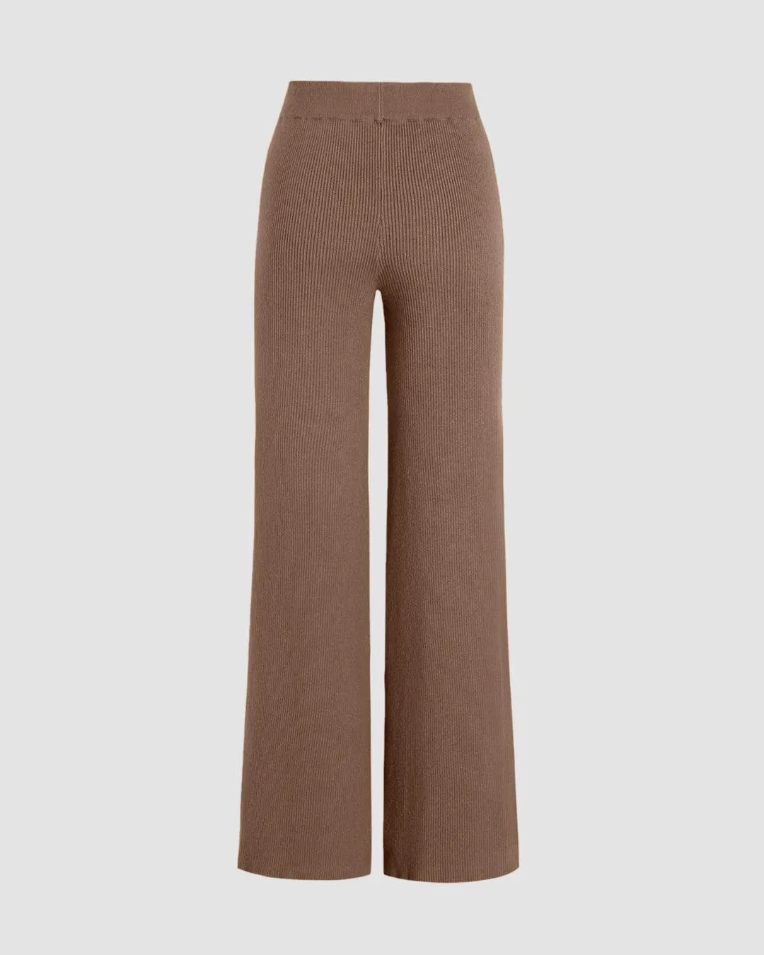 Mocha Ribbed Wide Leg Trousers