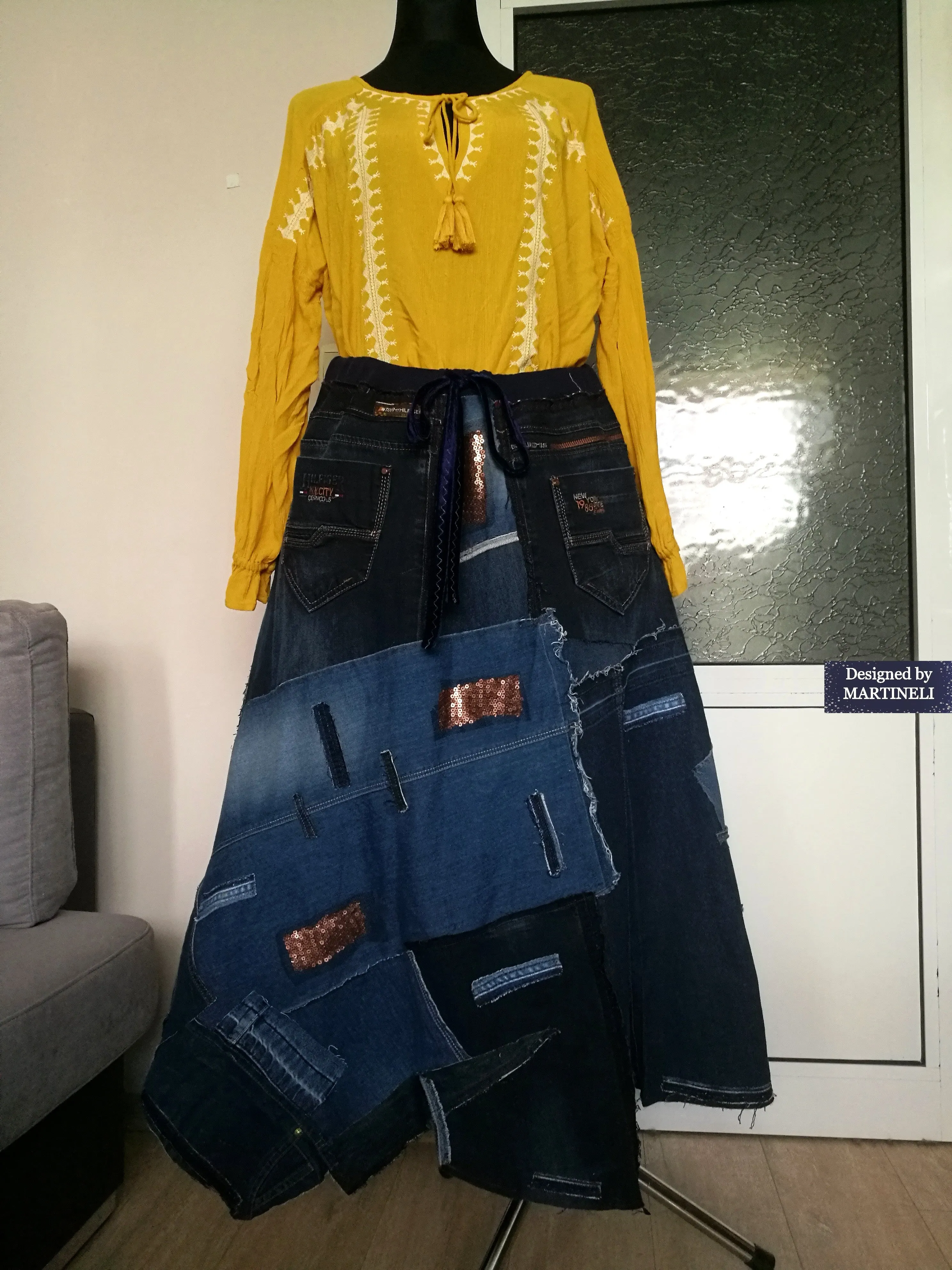 Plus Size Long Denim Skirt 2XL Tommy Hilfiger Jeans Skirt Loose Denim Skirt For Women