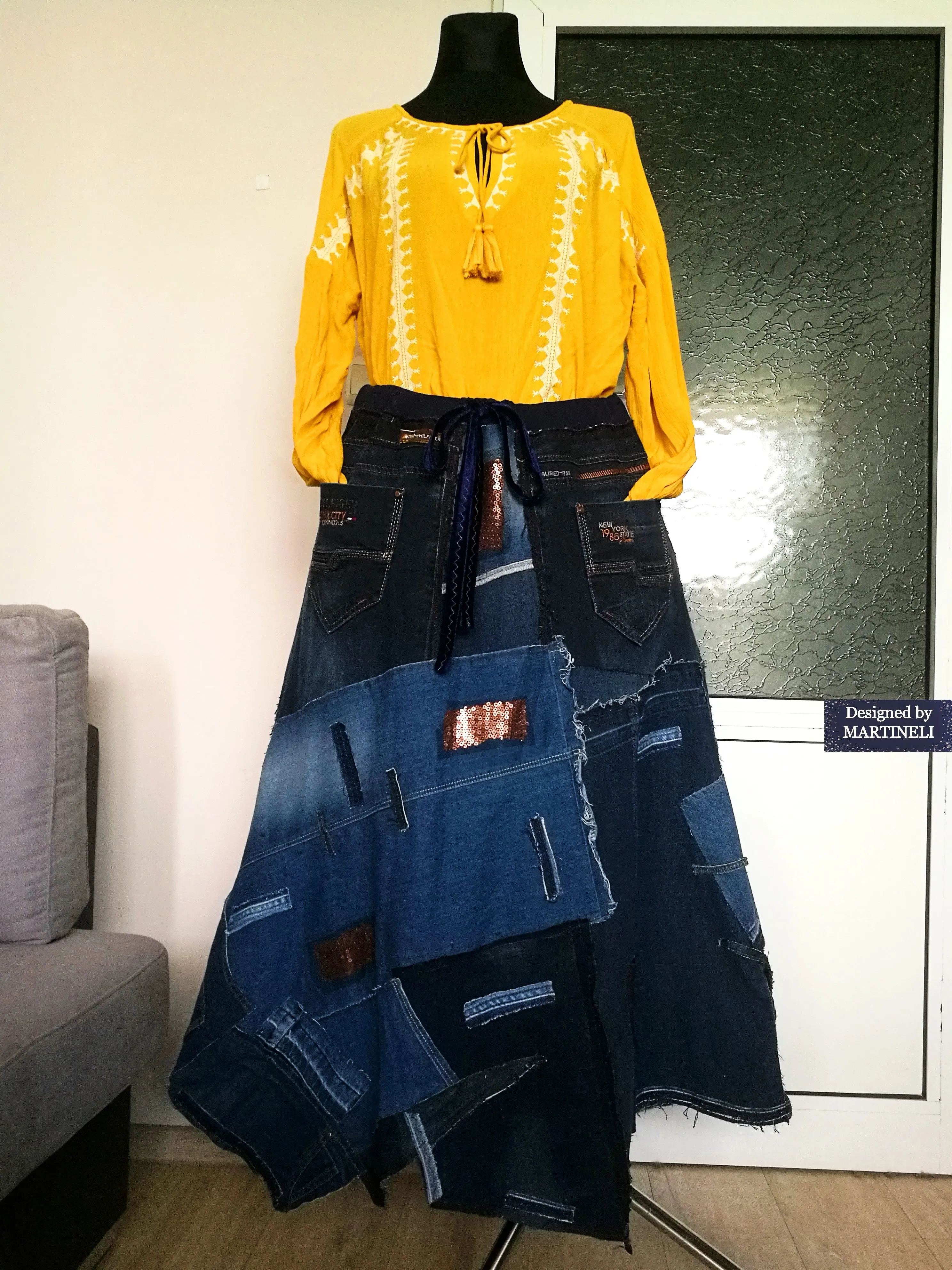 Plus Size Long Denim Skirt 2XL Tommy Hilfiger Jeans Skirt Loose Denim Skirt For Women