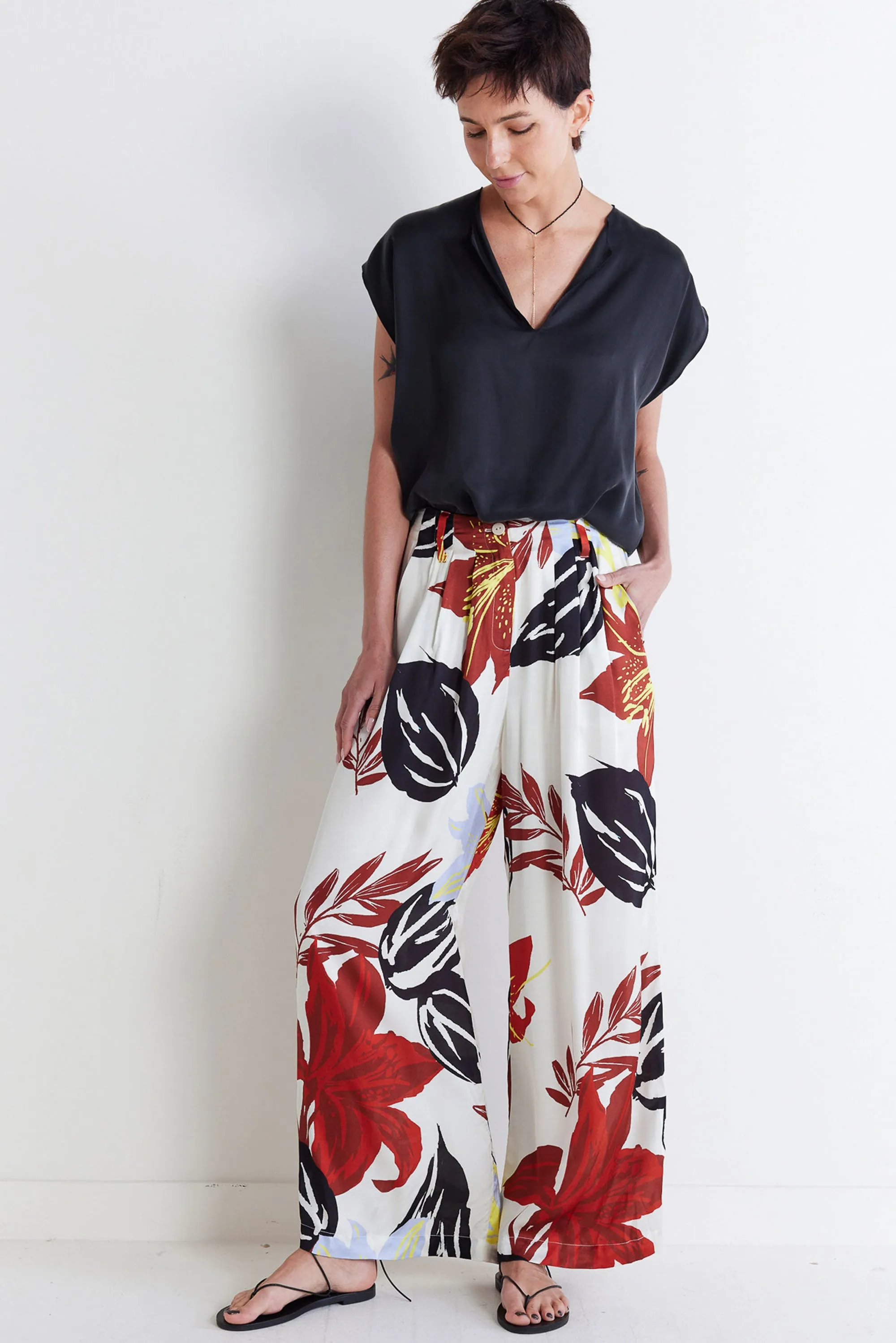 Printed Wide-Leg Trouser