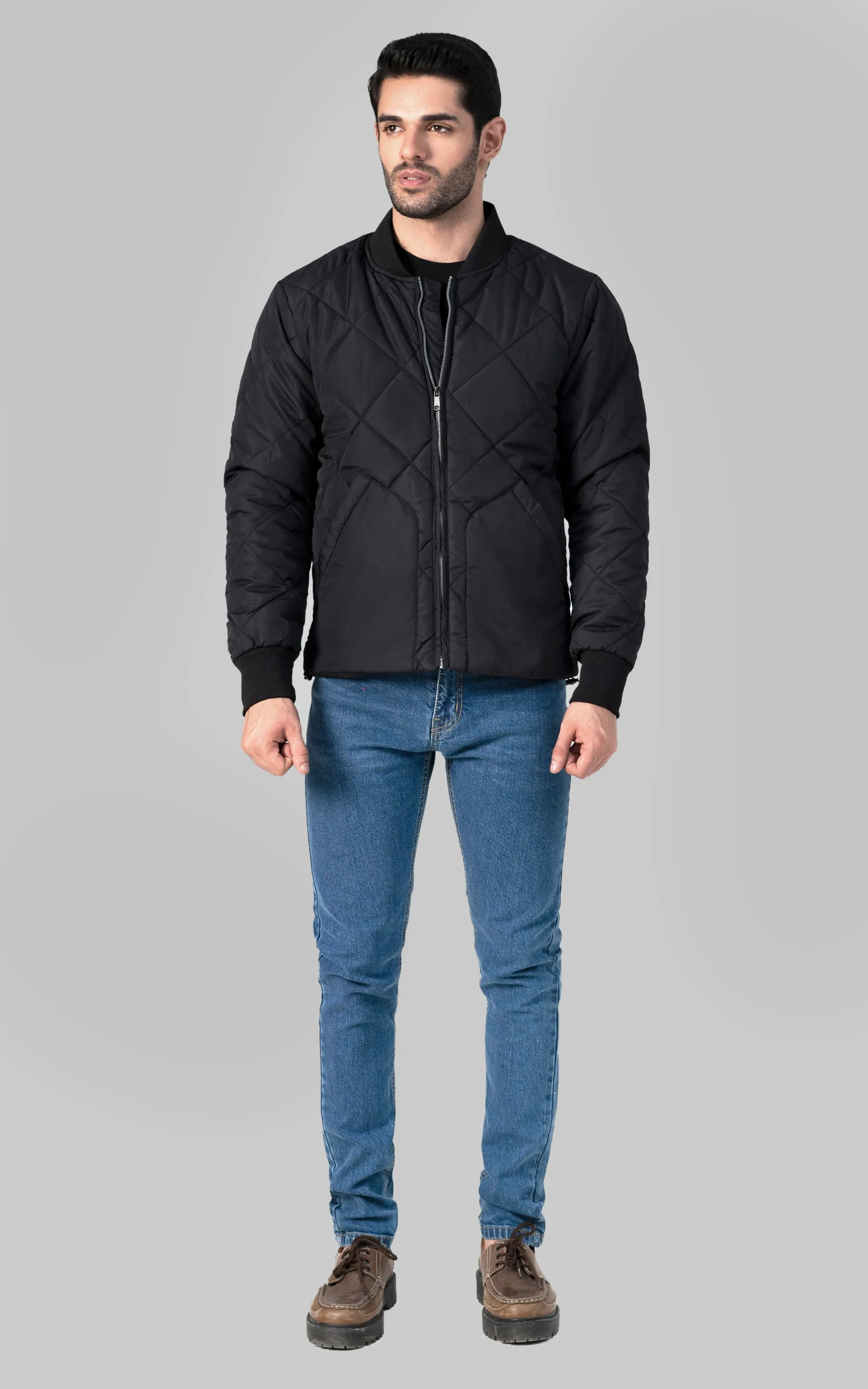 QUILTED BOMBER JACKET BLACK