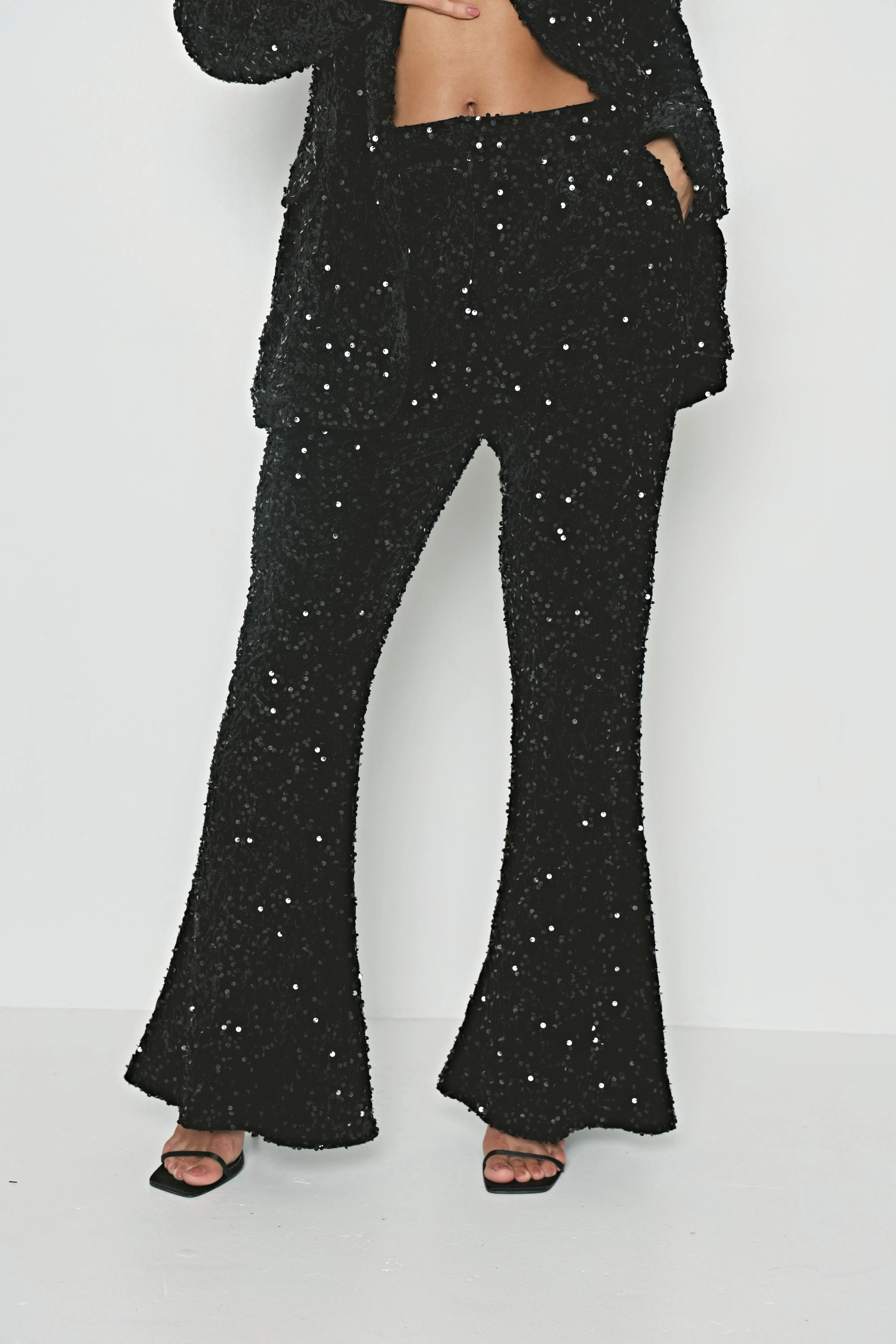 SEQUIN WIDE LEG TROUSERS