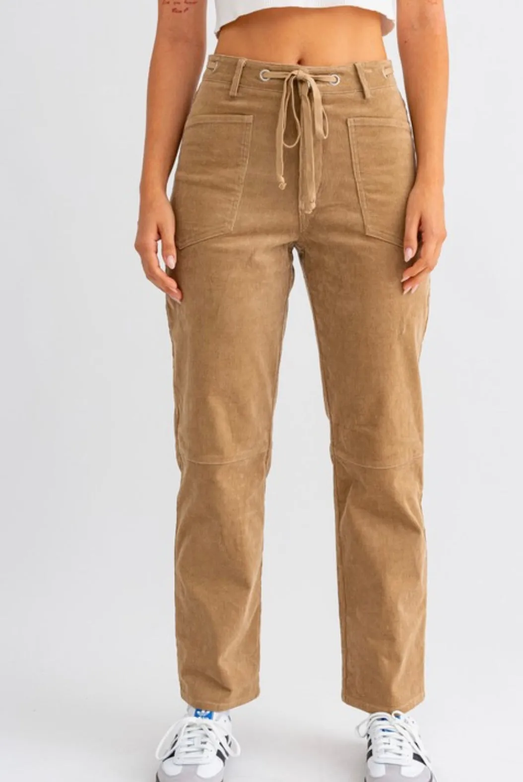 Tan High Waist Twill Pants