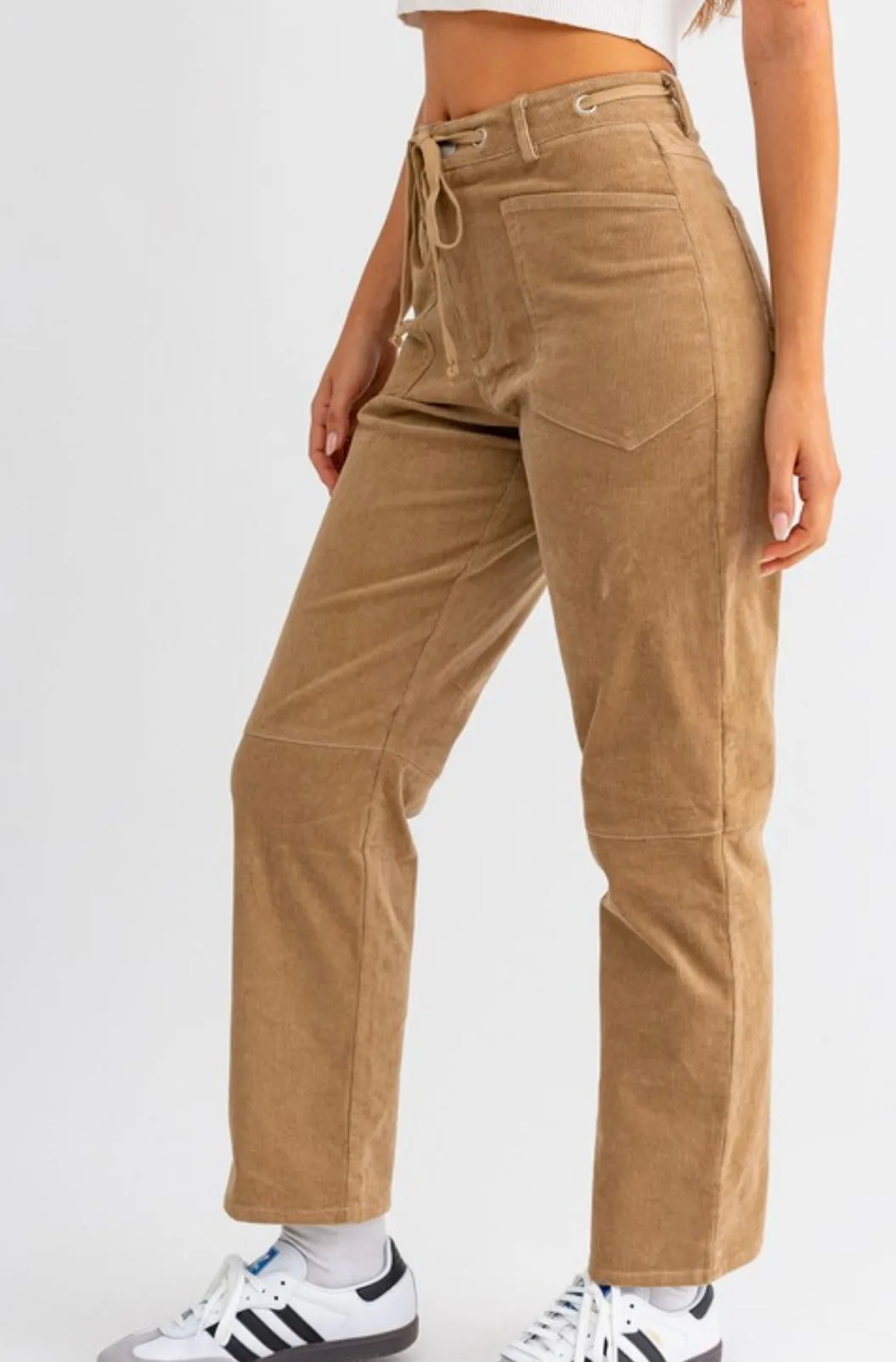 Tan High Waist Twill Pants