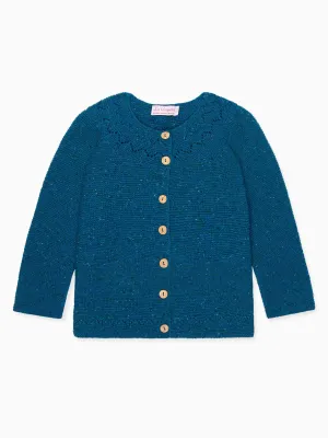 Teal Ivana Merino Girl Cardigan