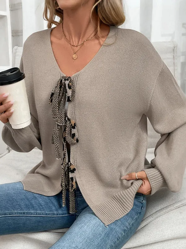 Trendy Oversized Sweater with Leopard Heart Patch