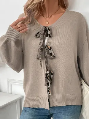 Trendy Oversized Sweater with Leopard Heart Patch