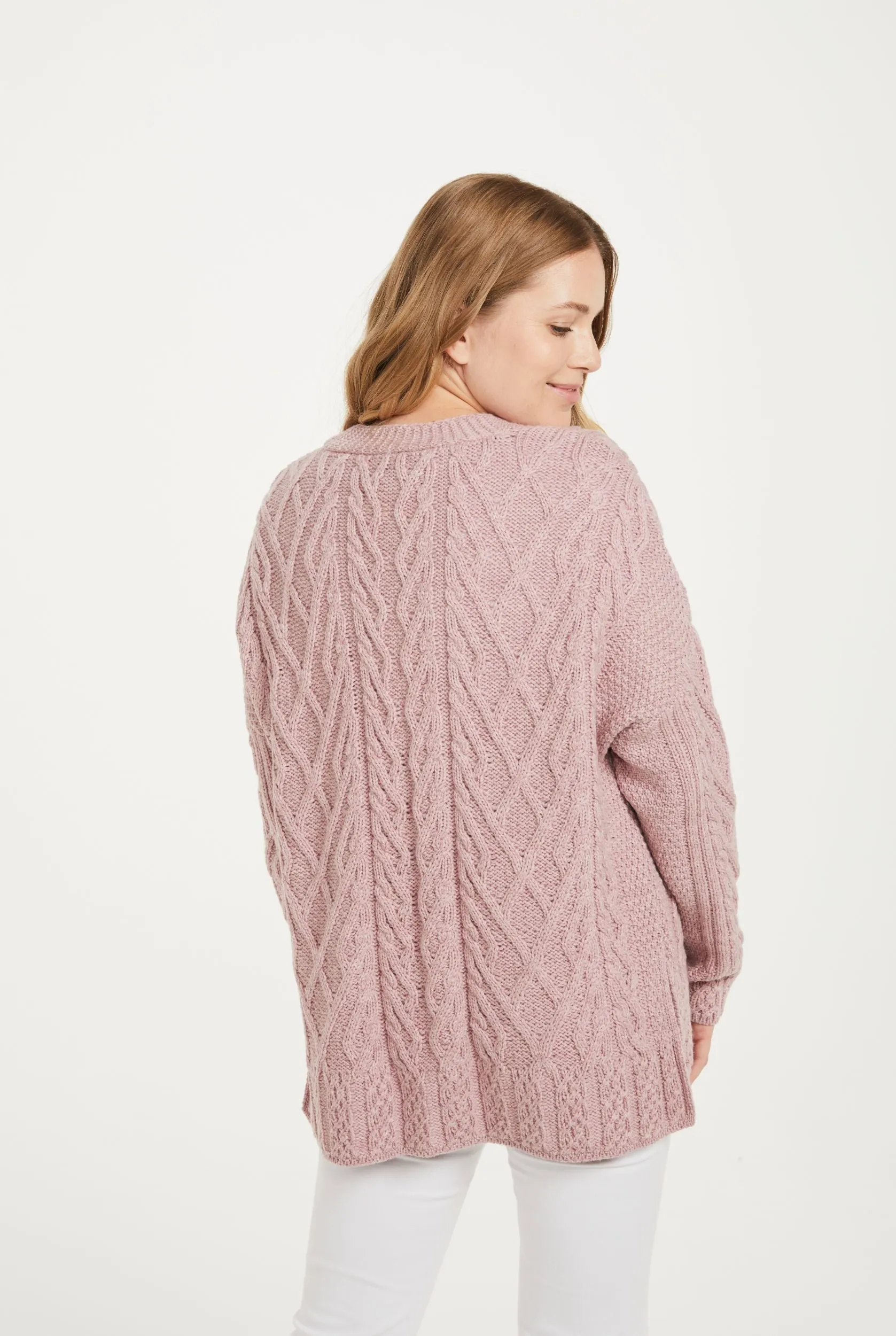 Valentia Aran Cardigan | Pink