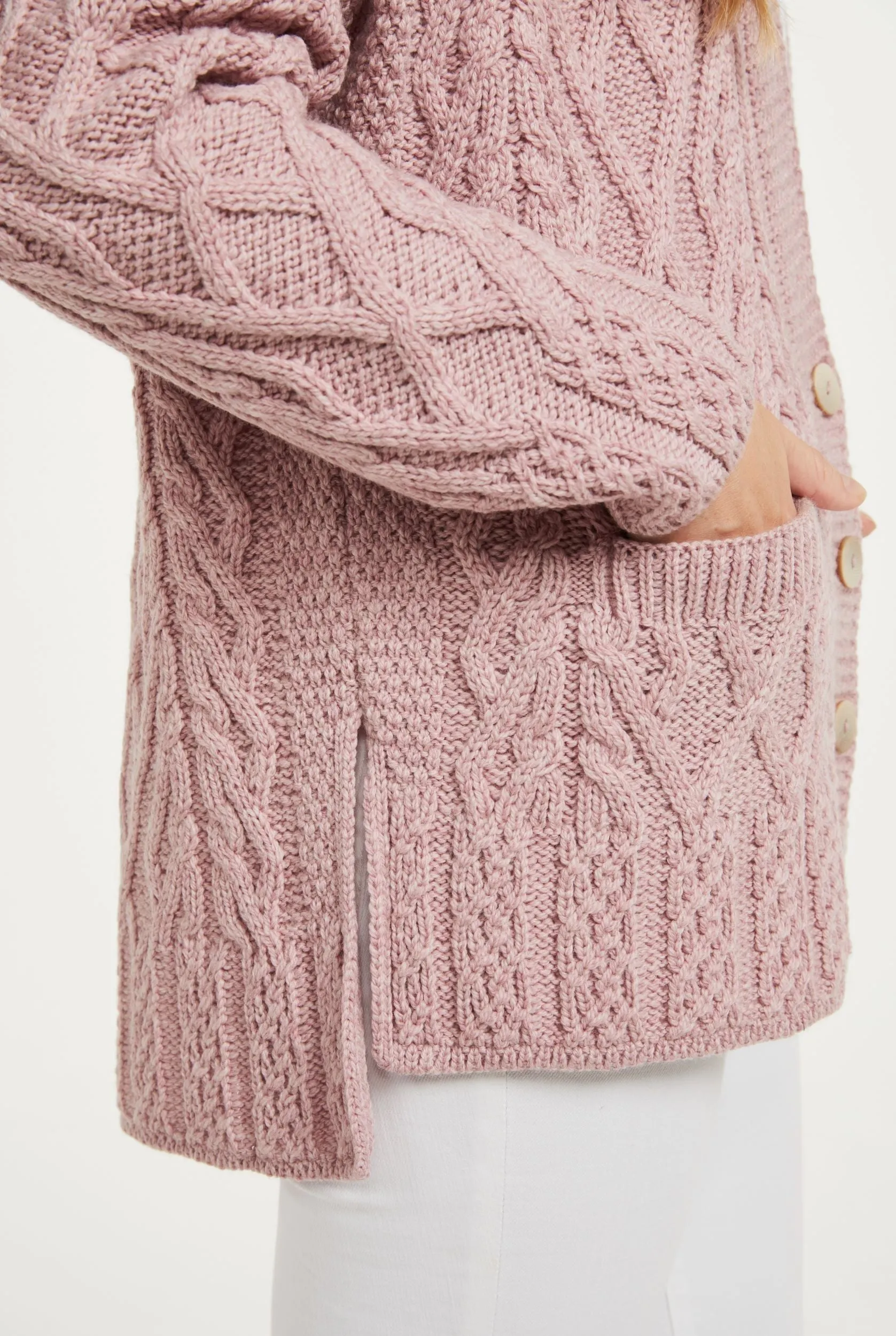 Valentia Aran Cardigan | Pink