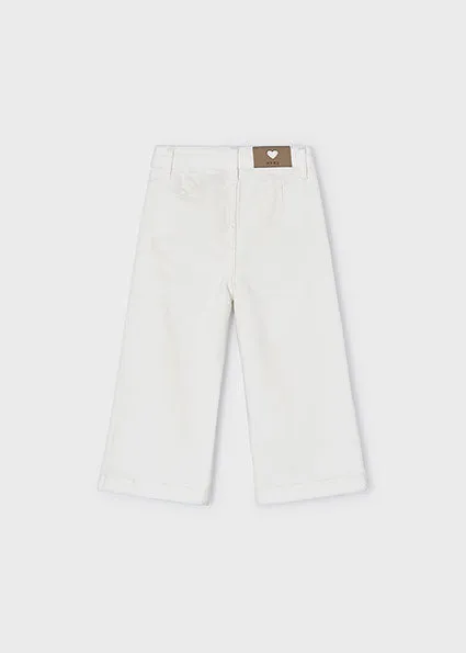 Wide Leg Twill Trousers - Natural