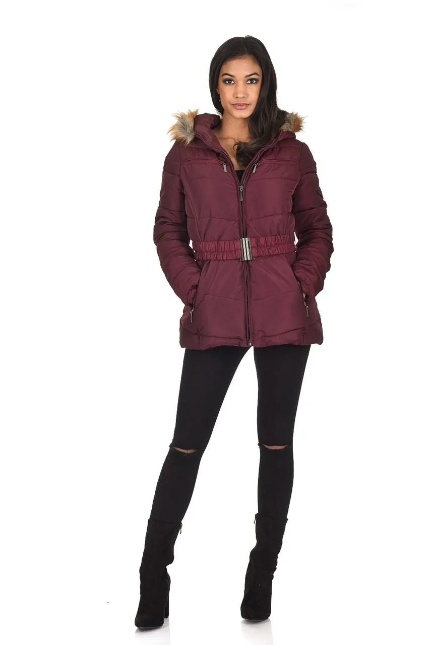 Wine Padded Puffer Jacket