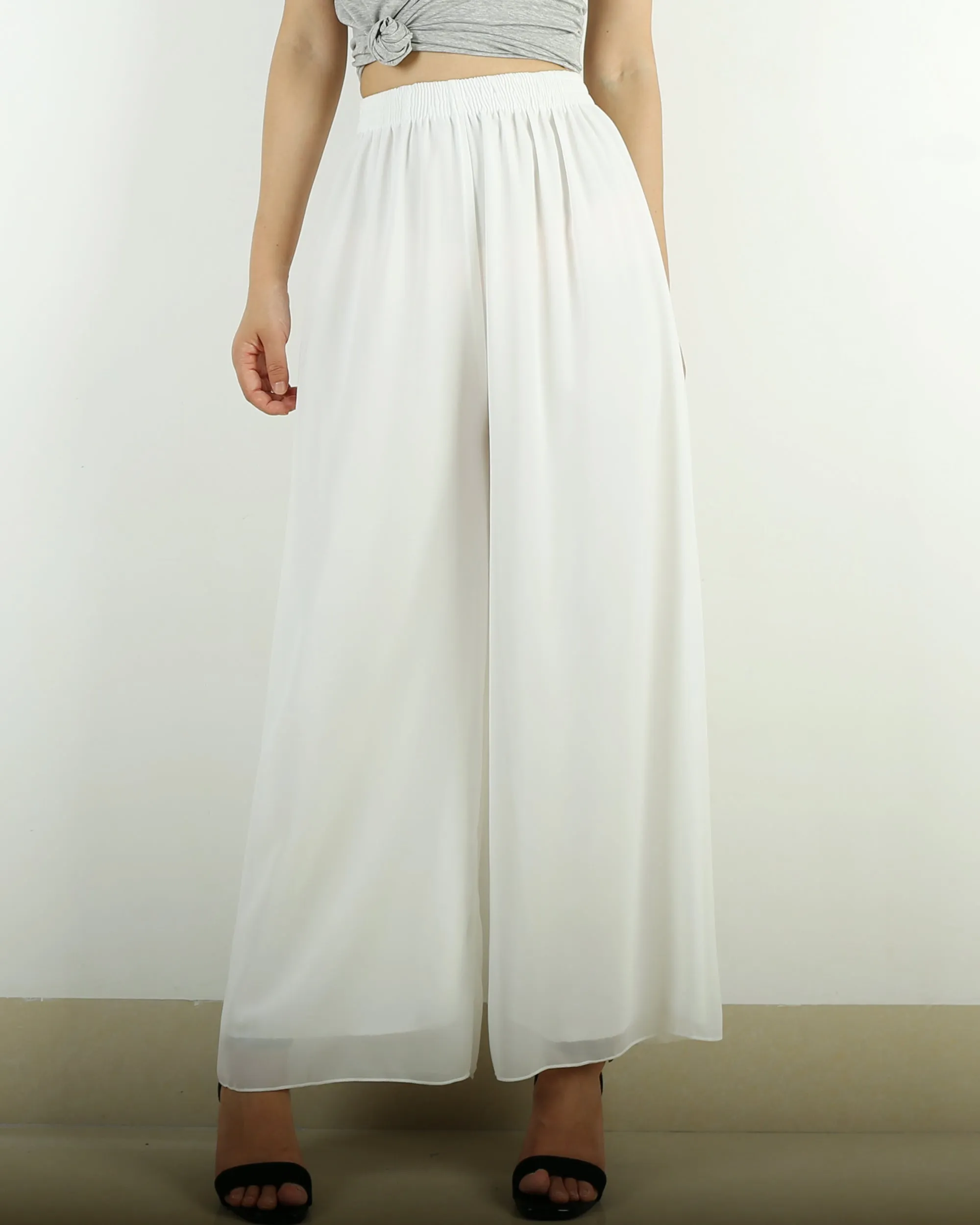 Women's chiffon skirt pants, wide leg pants,summer trousers, yoga pants, oversized casual customized pants (K1712)