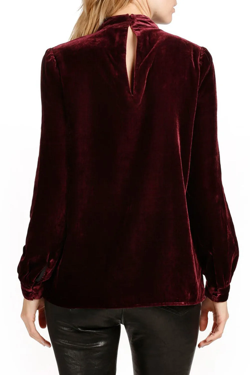 Women's Choker Neck Hollow-out Velvet Blouse